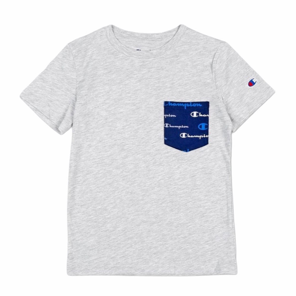 Champion: Logo Pocket Tee- Grey